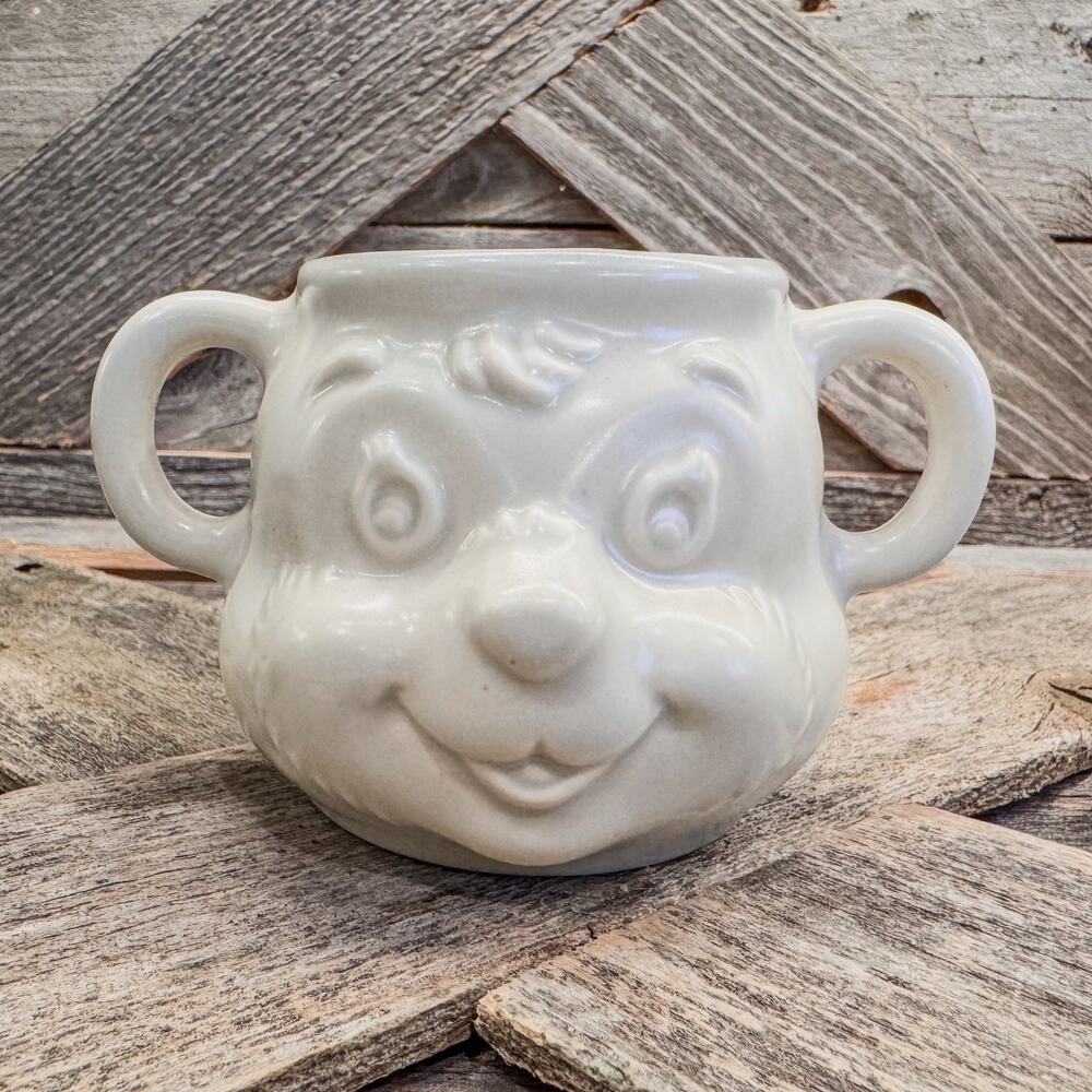 Vintage Pfaltzgraff Yorktowne Stoneware Childs Bear Double Handle Mug,1967-1990s